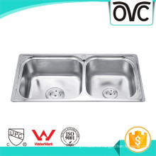 Fregadero de cocina de acero rectangulares con doble cuenco Fregadero de cocina rectangulares de acero con dos cuencos